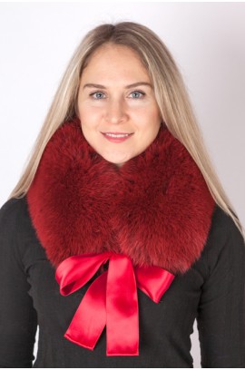 Red-cherry fox fur collar, neck warmer